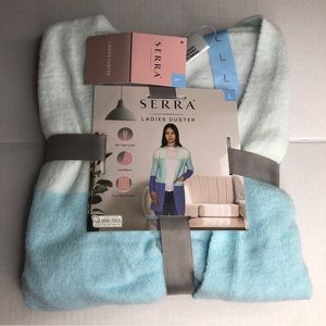 Serra Women’s Mid-length Long Sleeve Duster Open Cardigan Sweater Blue Size L